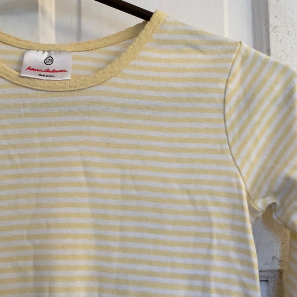 Hanna Andersson girls yellow and ivory stripe top in size 5 or 120 cm